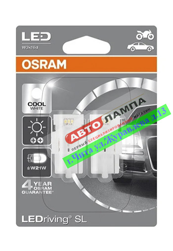 Osram T20 (W21W) 12V 1.4W LEDriving 6000K w3*16d 7706CW-02B