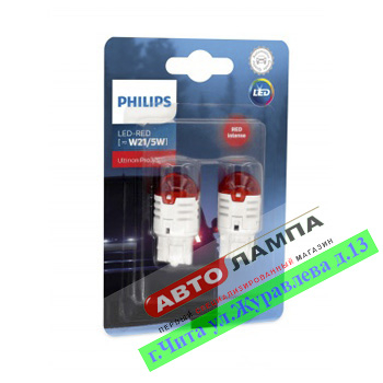 Philips T20 (WY21/5W) 12V 0.8/1.75W Ultinon Pro3000 Led 50/20lm Красный w3*16q 11066U30RB2 Philips T20 (WY21/5W) 12V 0.8/1.75W Ultinon Pro3000 Led 50/20lm Красный w3*16q 11066U30RB2