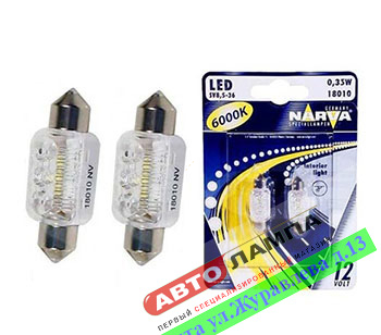 Narva C5W 38mm 12V 0.35W Led  SV8.5-8 18010