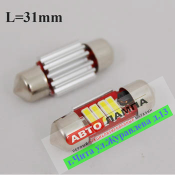 S-Can 113147020+KS Светодиодная лампа S-CAN 12v C5W 1131 4smd7020 (canbus, радиатор, биполярная, бел