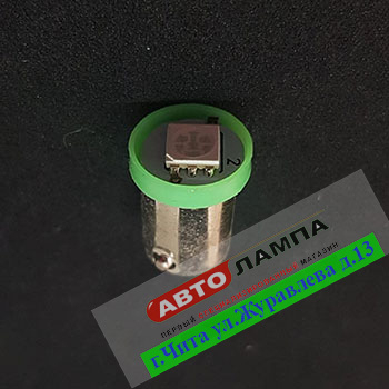 537+FF GG 12v T4W BA9S T8.5 1SMD5050 (диод зеленый)