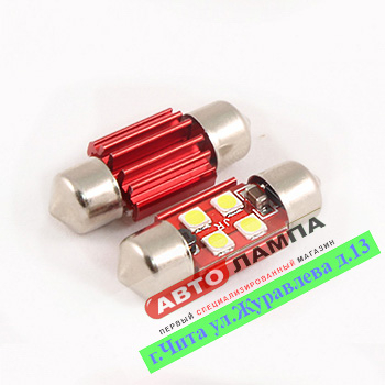 488+FF GG 12v C5W 1131 4SMD3030 (Canbus, радиатор, плафона салона 31мм. диод белый)