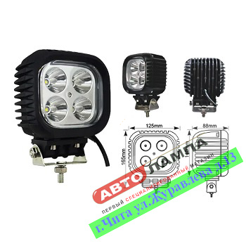 894+FF Светодиодная инсталляция GG DC12V 40W Прожектор (4*10w, квадратный)