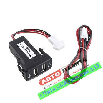 10251+DD   Розетка двойная USB в гнездо кнопки TOYOTA vigo