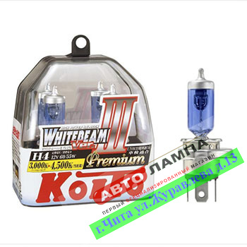 Koito H4 12V 60/55W (Соотв. 135/125W) White Beam III 4500K P43t-38 P0744W