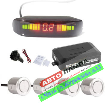 LED005-4S-S+ZZ Комплект Парковочный радар, 4 датчика, LED (серебристый)
