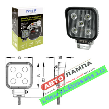 Светодиодная инсталляция MTF 12-24V, 11W, 1200lm (квадратная) 6000K  MTF PL11K6S